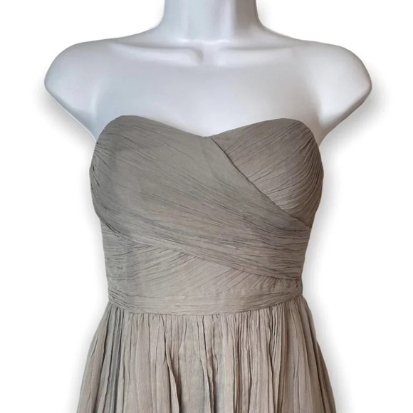 J. Crew Graphite Grey Taryn Silk Chiffon Strapless  Dress - Picture 4 of 12